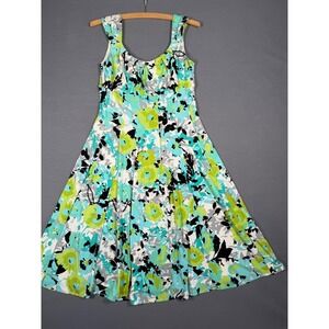 Dress Barn Bold Floral Dress A-line Y2K Era Knee Length Sz 4 Fit & Flare Party